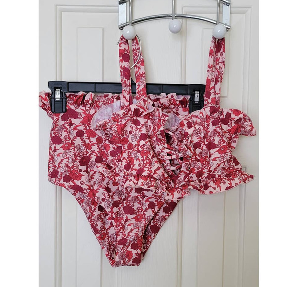 Anthropologie Other - New Citrine Ivy Ruffled Lace-Up Bikini Top + Alice High-Waisted Bikini Bottoms S
